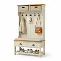 Appendiabiti in Legno MDF Beige con Panchina e Mensole