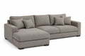 Divano Angolare in Tessuto con Chaise Longue e Cuscini Grigio