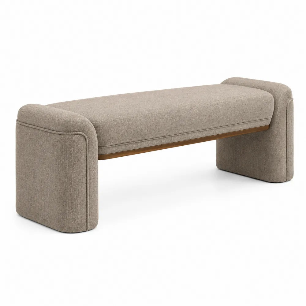 Panca in tessuto poliestere con struttura in legno Beige