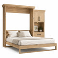 Letto a scomparsa in legno con materasso e cuscini