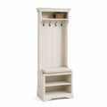 Mobile da Ingresso in Legno Bianco con Appendiabiti e Cuscino
