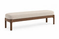 Panca in Legno con Sedile in Tessuto Beige 150x40x45 cm