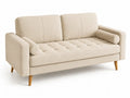 Divano in tessuto beige a 3 posti con gambe in legno