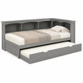 Letto a scomparsa in legno con libreria e cassetto Grigio