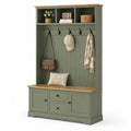 Appendiabiti con Panchina in Legno Verde e Rovere