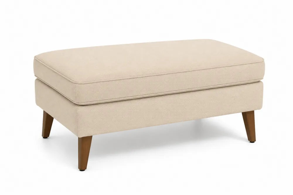 Poggiapiedi rettangolare in tessuto e legno di faggio 100x60x45 cm