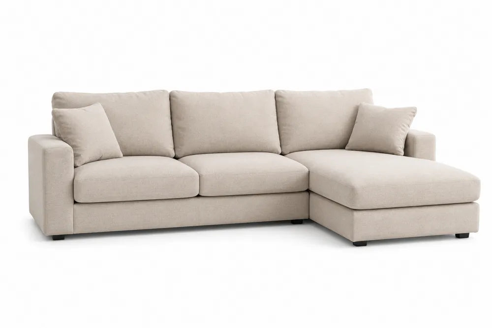 Divano angolare in tessuto Beige con chaise longue