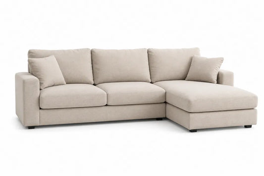 Divano angolare in tessuto Beige con chaise longue